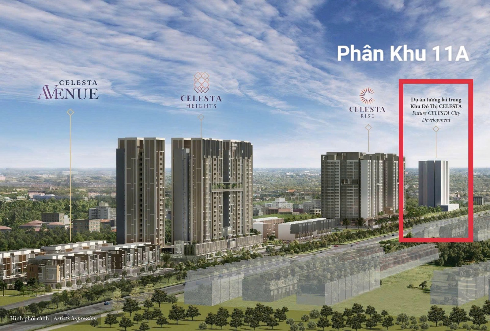 Phân khu 11A cạnh Celesta Avenue, Celesta Heights và Celesta Rise trong khu đô thị Celesta City