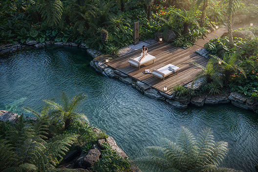 Bể khoáng ngoài trời giữa rừng cây tại Forest Onsen