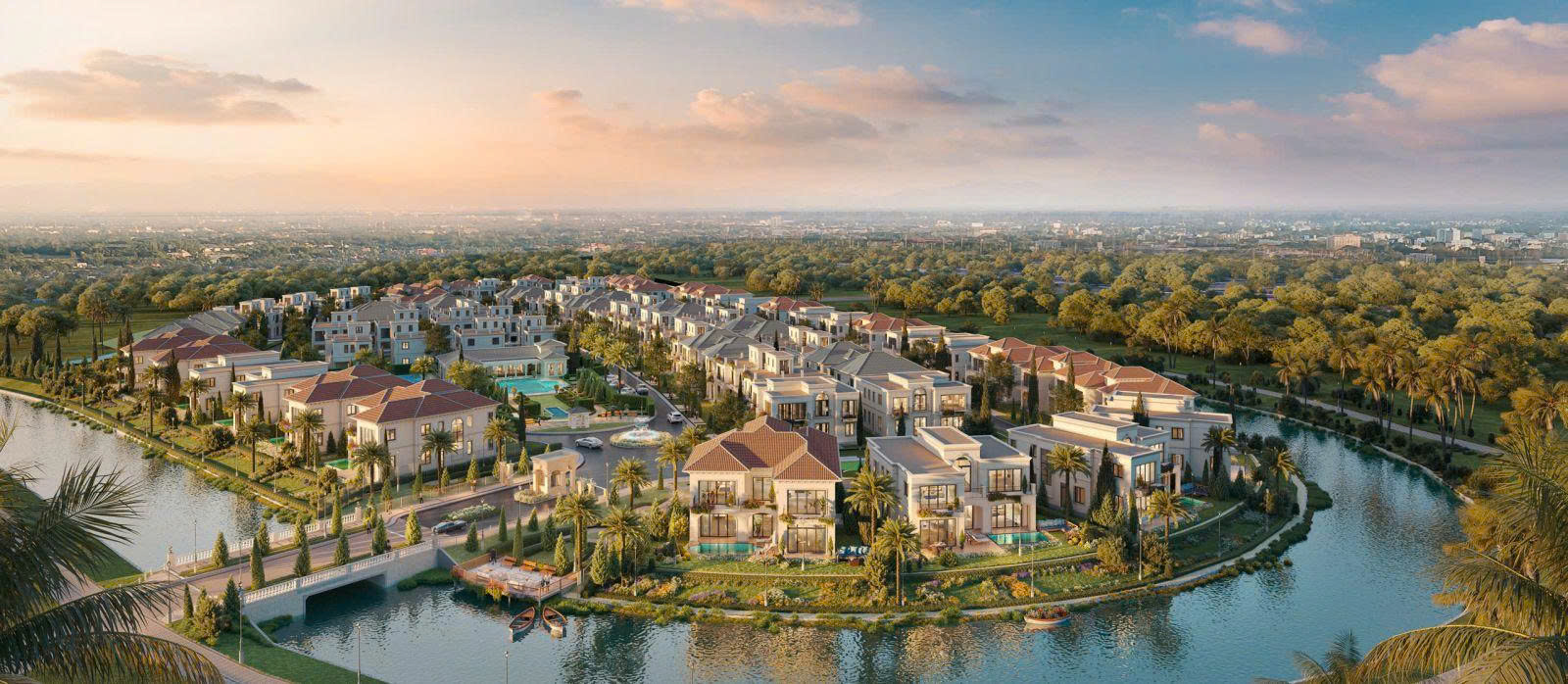 Phối cảnh phân khu biệt thự Park Village bên kênh đào Waterpoint