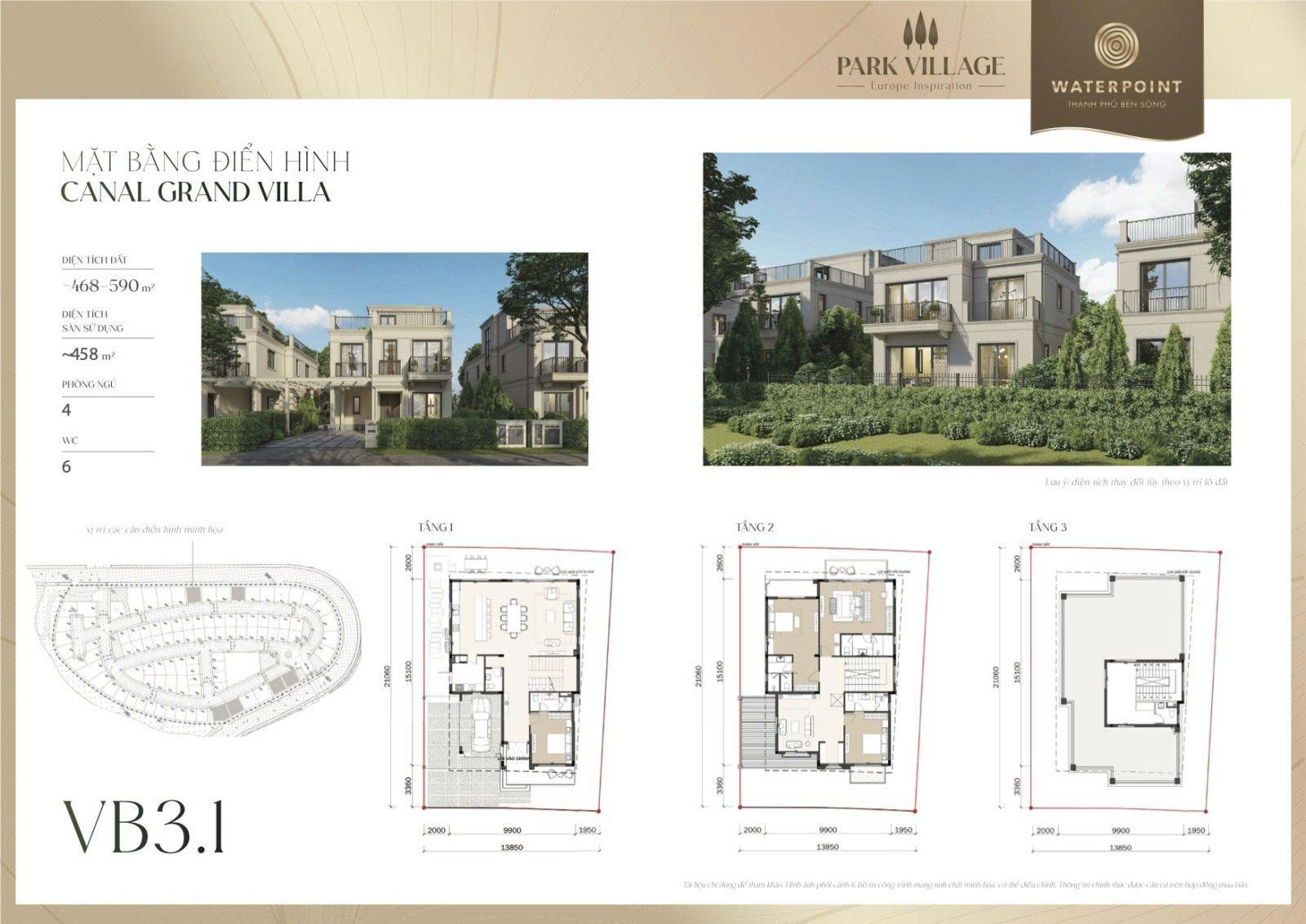Mặt bằng mẫu biệt thự Grand Villa VB3.1