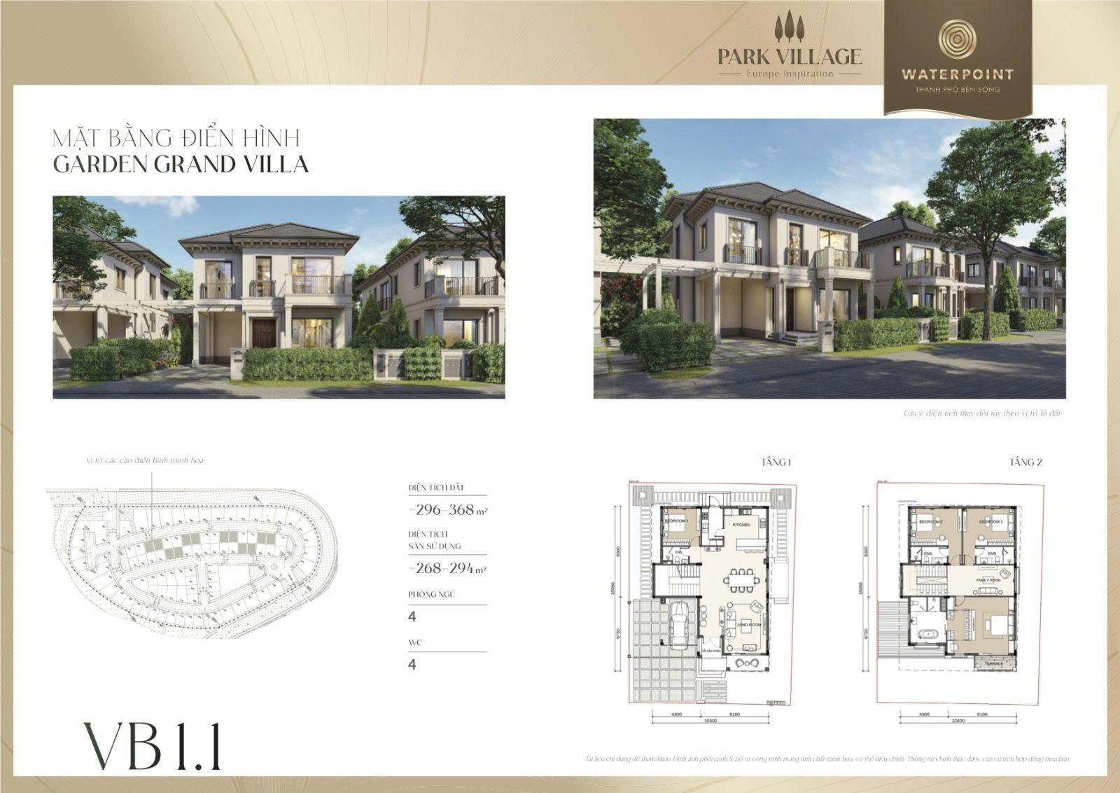 Mặt bằng mẫu biệt thự Grand Villa trong bộ 18 mẫu thiết kế