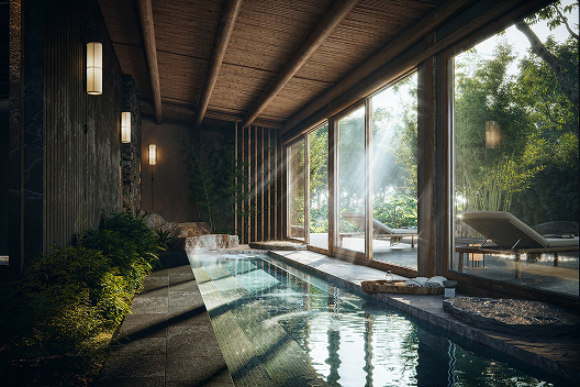 Khu ngâm khoáng trong nhà tại Onsen Clubhouse